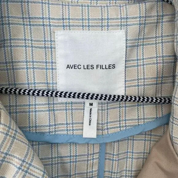 NWT Avec Les Filles Combo Plaid Double-Breasted Trench Coat Sz Medium - Picture 4 of 16